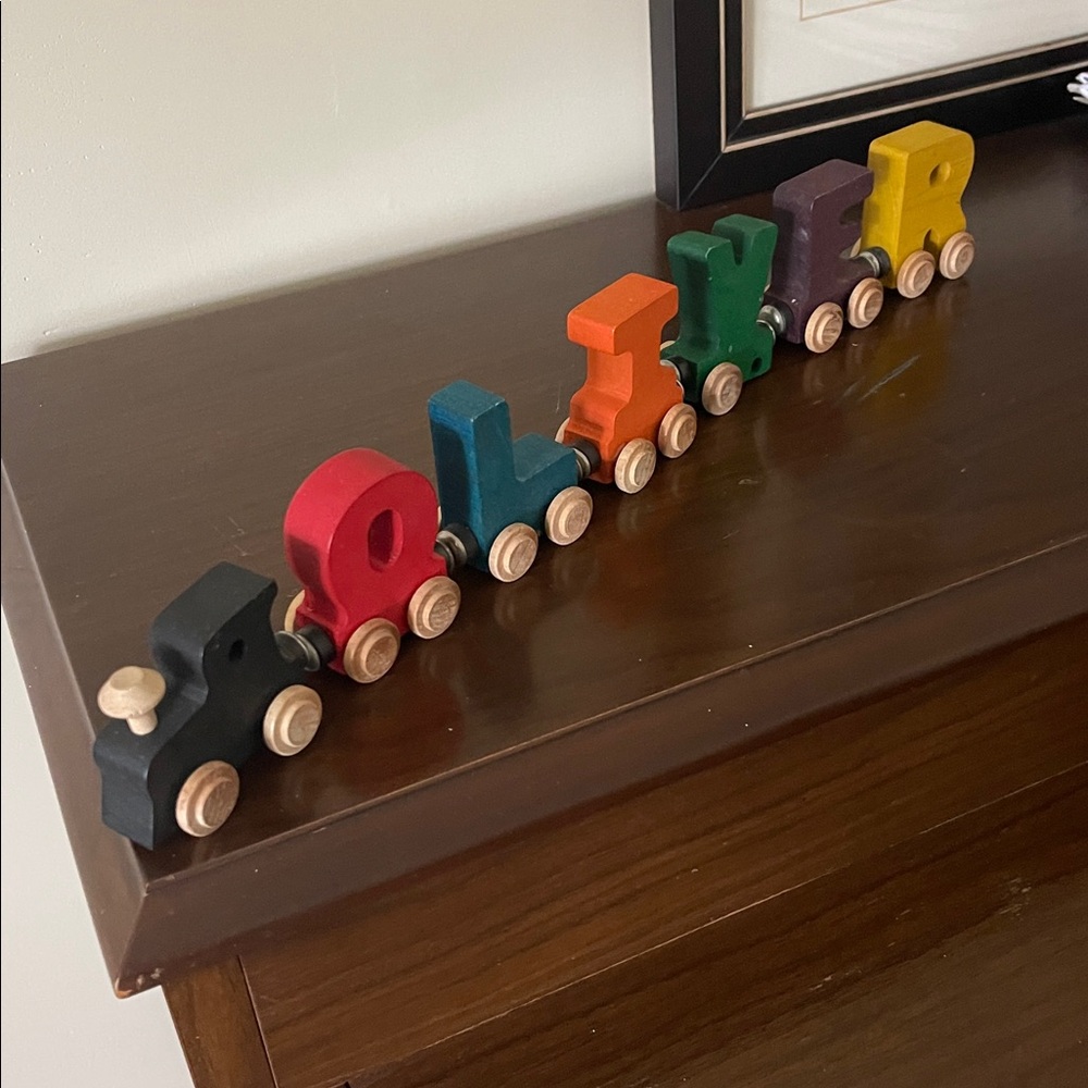 OLIVER magnetic wooden train letters display
